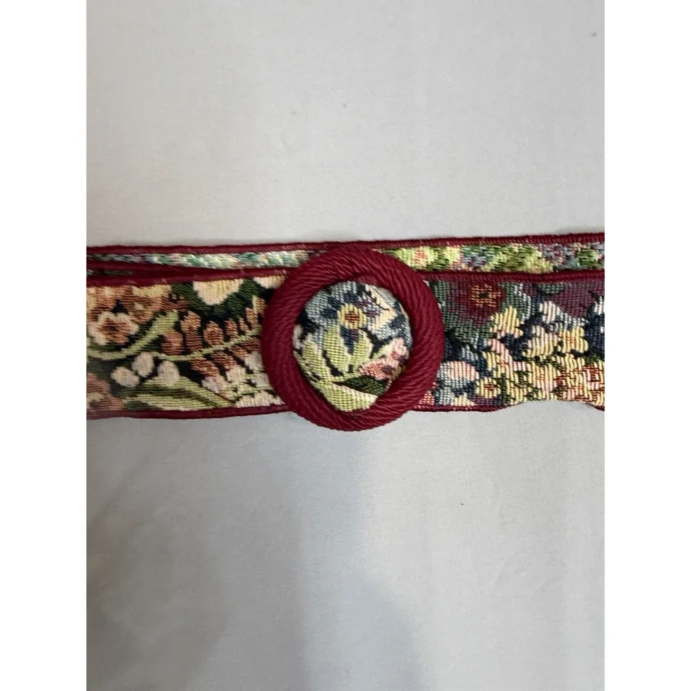 Floral Tapestry Wide Women's Waist Belt Multicolor Adjustable Buckle Boho VTG